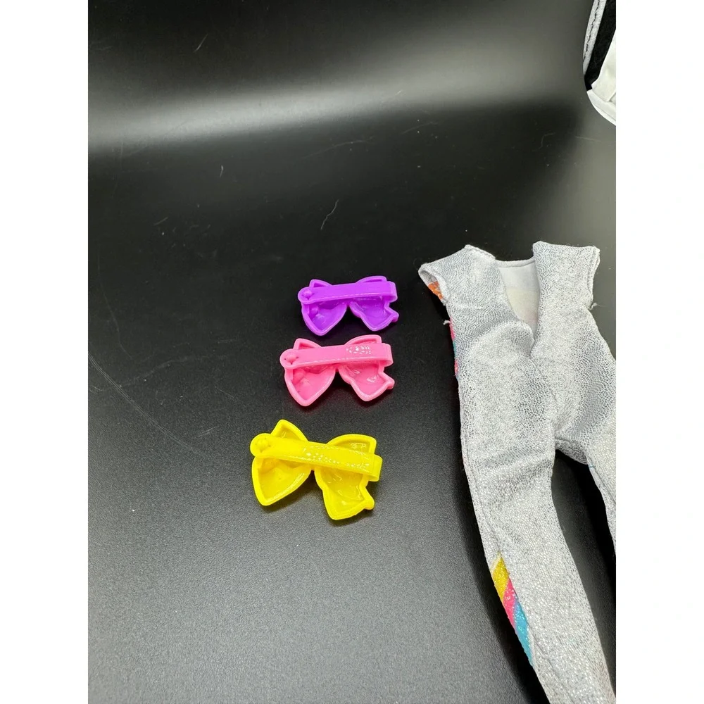 Jojo Siwa Fashion Doll Replacement outfit and‎ bow barrettes x3 Unicorn Silver